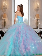 Romantic Multi Color Sweet 16 Dresses with Beading and Ruffles