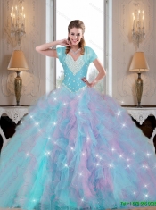 Romantic Multi Color Sweet 16 Dresses with Beading and Ruffles