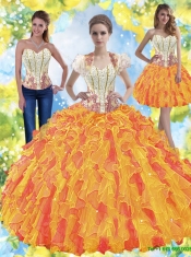 Sturning Beaded Sweetheart 15th Birthday Dresses with Ruffles