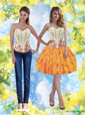 Sturning Beaded Sweetheart 15th Birthday Dresses with Ruffles