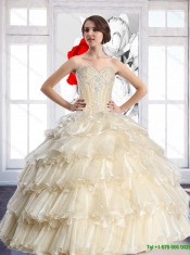 Wonderful Sweetheart 2015 Quinceanera Dresses with Beading and Ruffled Layers