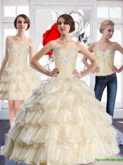Wonderful Sweetheart 2015 Quinceanera Dresses with Beading and Ruffled Layers