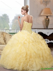 2015 Ball Gown New Styles Quinceanera Dresses with Beading and Ruffles