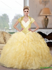 2015 Ball Gown New Styles Quinceanera Dresses with Beading and Ruffles