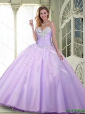 2015 Beaded and Appliques Lavender Custom Made Quinceanera Dresses