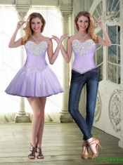 2015 Beaded and Appliques Lavender Custom Made Quinceanera Dresses