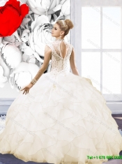 2015 Champagne Custom Made Quinceanera Dresses with Beading and Ruffles