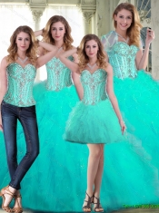 2015 Classical Sweetheart Beaded Elegant Quinceanera Dresses with Ruffles