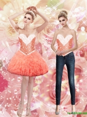 2015 New Style Sweetheart Watermelon Quinceanera Dresses with Beading