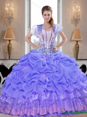 2015 Suitable Beaded Lavender Elegant Quinceanera Dresses with Appliques
