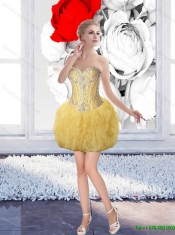 Ball Gown Yellow Elegant Quinceanera Dresses with Beading
