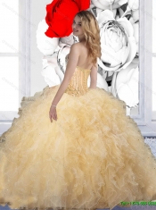 Ball Gown Yellow Elegant Quinceanera Dresses with Beading