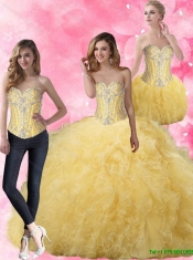 Ball Gown Yellow Elegant Quinceanera Dresses with Beading
