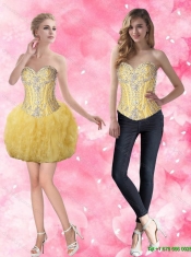 Ball Gown Yellow Elegant Quinceanera Dresses with Beading