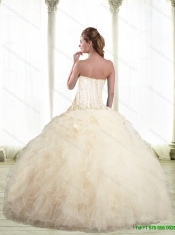 Beaded Champagne New Styles Quinceanera Dresses with Ruffles