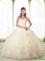 Beaded Champagne New Styles Quinceanera Dresses with Ruffles