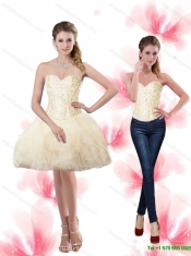 Beaded Champagne New Styles Quinceanera Dresses with Ruffles