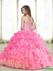 Beautiful 2015 Beaded Custom Made Quinceanera Dresses with Appliques and Pick Ups