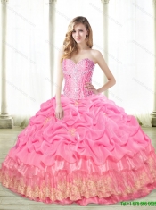 Beautiful 2015 Beaded Custom Made Quinceanera Dresses with Appliques and Pick Ups