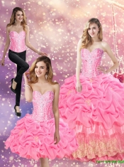 Beautiful 2015 Beaded Custom Made Quinceanera Dresses with Appliques and Pick Ups
