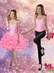Beautiful 2015 Beaded Custom Made Quinceanera Dresses with Appliques and Pick Ups