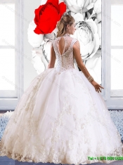 Flirting Laceed and Beaded Elegant Quinceanera Dresses with Cap Sleeves