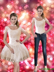 Flirting Laceed and Beaded Elegant Quinceanera Dresses with Cap Sleeves