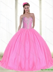 Pink 2015 New Styles Quinceanera Dresses with Beading