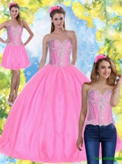Pink 2015 New Styles Quinceanera Dresses with Beading