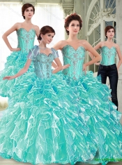 Suitable Ball Gown 2015 Elegant Quinceanera Dresses with Ruffles and Beading