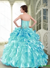 Suitable Ball Gown 2015 Elegant Quinceanera Dresses with Ruffles and Beading