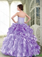 Suitable Ball Gown 2015 Elegant Quinceanera Dresses with Ruffles and Beading