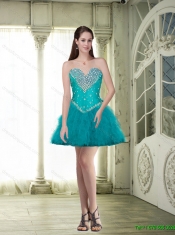 Sweetheart Elegant Quinceanera Dresses with Beading and Ruffles in Turquoise