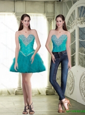 Sweetheart Elegant Quinceanera Dresses with Beading and Ruffles in Turquoise