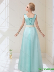 Delicate V Neck Floor Length Dama Dresses with Bowknot for 2015
