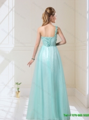 Feminine One Shoulder Floor Length Dama Dresses with Appliques