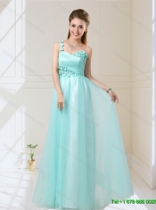 Feminine One Shoulder Floor Length Dama Dresses with Appliques