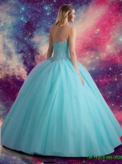 2015 Beautiful Sweetheart Beaded Quinceanera Dress in Aqua Blue