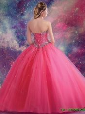 2015 Fall Luxurious Ball Gown Sweetheart Beaded Quinceanera Dresses in Hot Pink