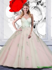 2015 Summer Beautiful Sweetheart Appliques Quinceanera Dresses