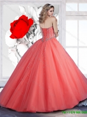 2016 New Arrival Sweetheart Ball Gown Beaded Sweet 15 Dresses in Hot Pink