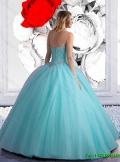 2016 Summer Luxurious Ball Gown Aqua Blue Quinceanera Dresses with Beading