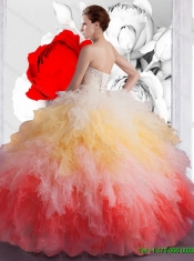 Beautiful Sweetheart Beaded Quinceanera Dresses in Multi Color for 2015