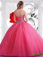 Fall 2015 Elegant Sweetheart Ball Gown Hot Pink Quinceanera Dresses with Beading