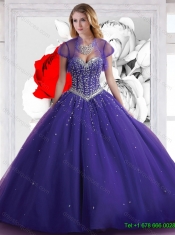 Fall 2015 Perfect Sweetheart Ball Gown Purple Quinceanera Dresses with Beading Fall 2015 Perfect Sweetheart Ball Gown Purple Quinceanera Dresses with Beading