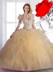 Luxurious 2016 Quinceanera Dresses with Beading and Ruffles in Champagne