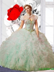 New Arrival Ball Gown Sweetheart Ruffles and Beaded Quinceanera Dress for 2015
