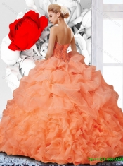 New Style 2015 Fall Sweetheart Brush Train Sweet 16 Dresses with Beading