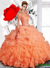 New Style 2015 Fall Sweetheart Brush Train Sweet 16 Dresses with Beading
