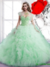 Summer 2015 Elegant Beading Sweetheart Sweet 16 Dresses in Apple Green
